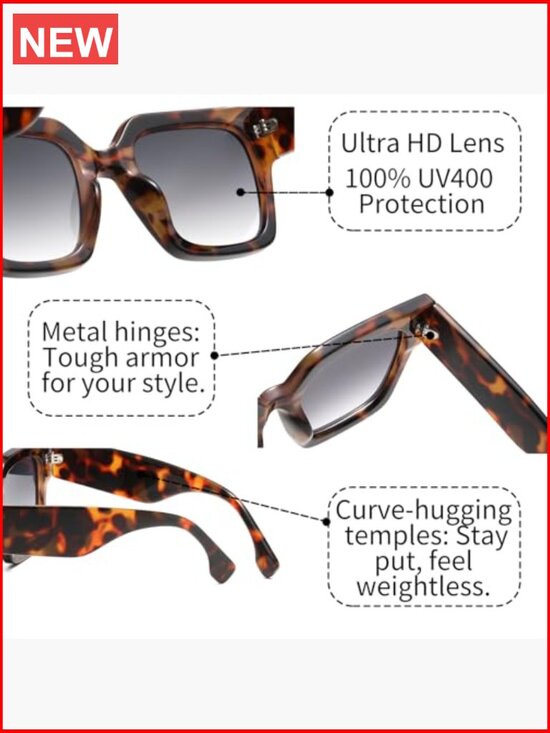 Oversized Sunglasses UV400 Protection 2-Pack Lightweight Frame main image 7